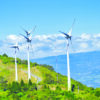 Wind turbines generating renewable energy at a wind farm.