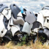 automotive recycling facility sorting metal and non-metal vehicle materials