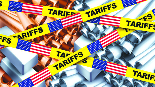 Illustration of U.S. tariffs on imported steel, aluminum, and copper metals