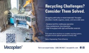 Vecoplan industrial shredder system for waste recycling, organics processing, and mixed material recovery