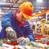worker sorting electronic waste for critical mineral and battery material recovery