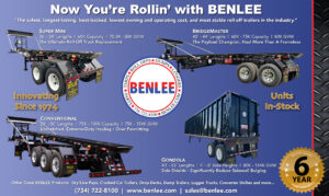 Benlee roll-off trailers and gondola trailer for waste, recycling and scrap hauling applications