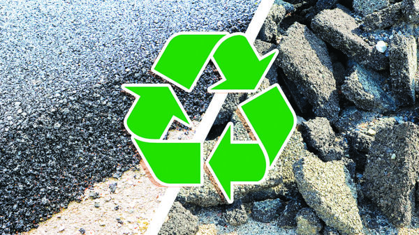 Recycled asphalt pavement and broken asphalt prepared for recycling
