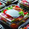 PET thermoform food containers used for fresh produce and prepared food packaging.