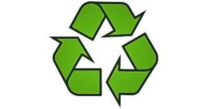 Green recycling symbol with three arrows forming a continuous loop