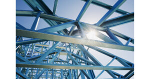 Structural steel framework used in commercial construction and infrastructure development