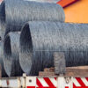 Steel coils at a U.S. steel mill awaiting shipment to customers.