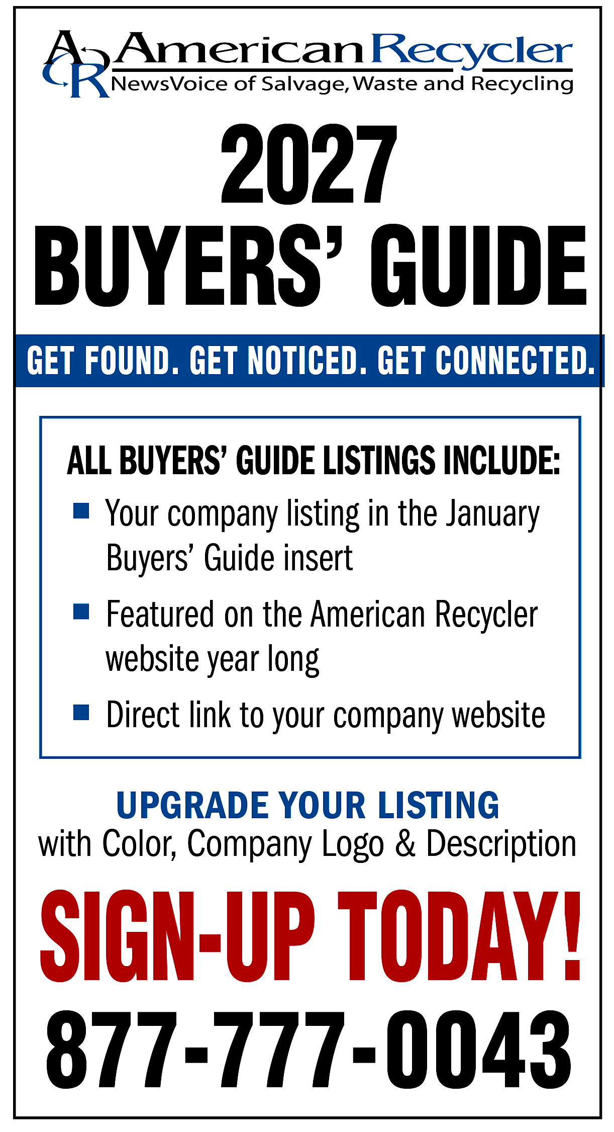 American Recycler 2027 Buyers’ Guide advertisement