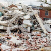 Construction and demolition debris from a demolished building